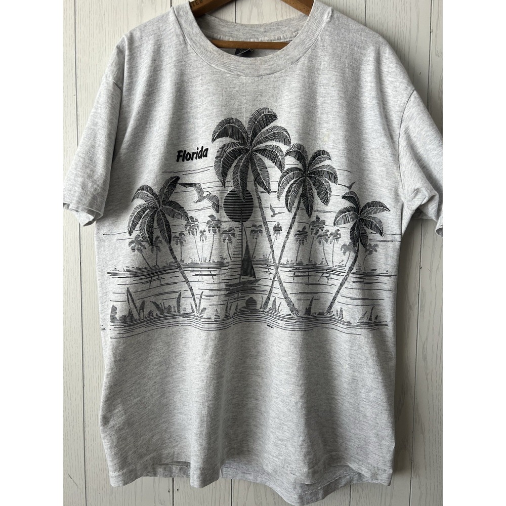 Vtg 80's Florida T-Shirt Wrap A Round Horizon Sun Bird Sailing Single Stitch XL
